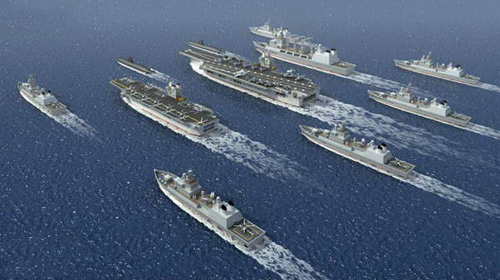 中国海军未来航母编队想象图